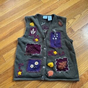 Bobbie Brooks Women's Sweater Vest - Green and Purple